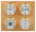 Maximum Observer 2S Four-Instrument Weather Station with oak panel, brass case, silver dial-